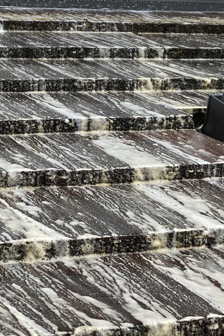 Professional cleaning of a residential roof in Leighton Buzzard using soft washing technique, effectively removing moss and dirt
